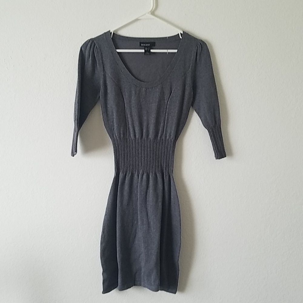 Nwot Mango gray stretchy 3/4 sleeve dress size S